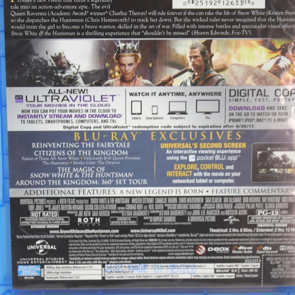 Snow White and the Huntsman Extended Edition Blu-Ray DVD Movie - Picture 3 of 4